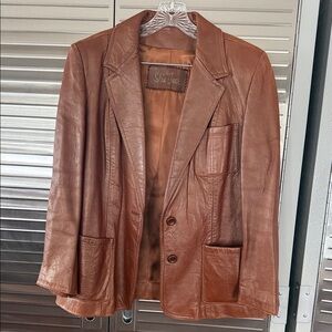 Women's Brown Leather Blazer